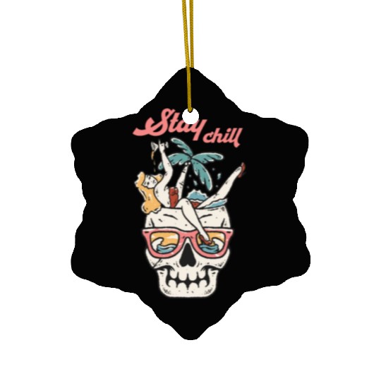 Stay Chill Tropical Skull Ceramic Ornaments