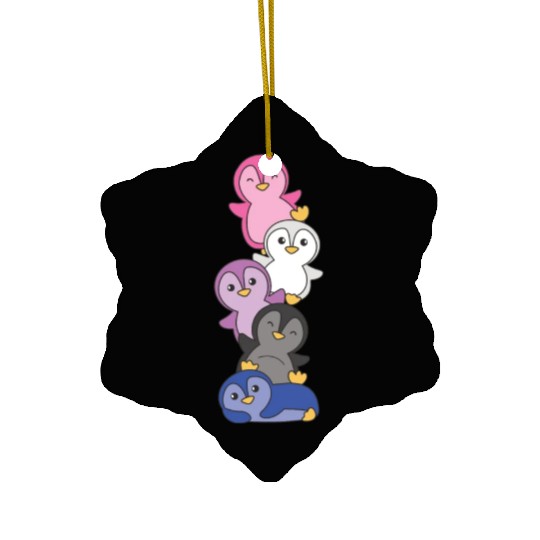Genderfluid Flag Pride Lgbtq Cute Penguin Ceramic Ornaments