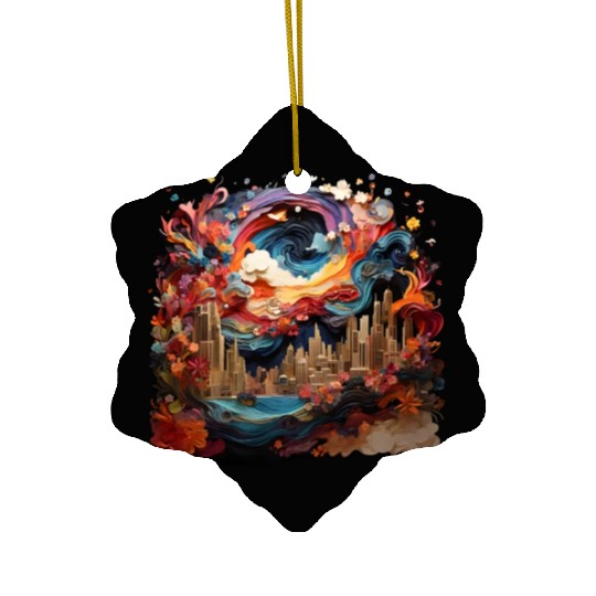 Artstation, starry night colorful Ceramic Ornaments