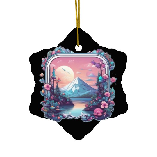 Landscape Silver mountain who loves landscape Ceramic Ornaments