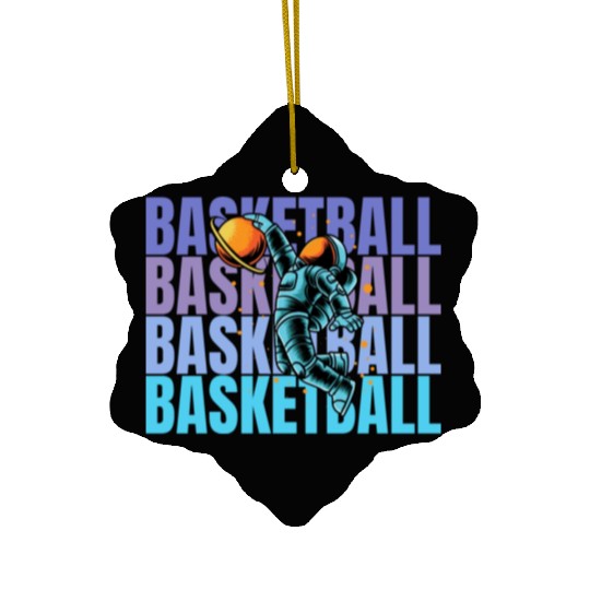 Astronaut Dunking Basketball Creative Illustration Ceramic Ornaments