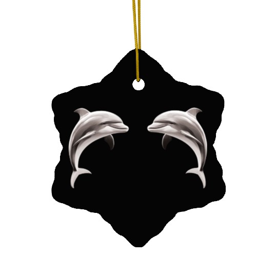 Two dolphins facing each other Ceramic Ornaments