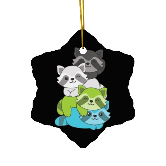 Quiosexual Flag Pride Lgbtq Cute Raccoon Ceramic Ornaments