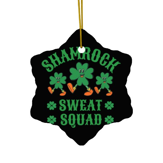 Shamrock Sweat Squad Workout Funny Ceramic Ornaments
