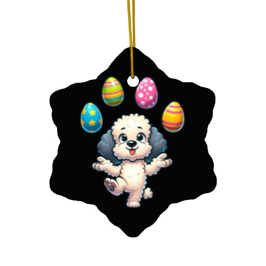 Easter Egg Easter Dog Poodle Juggling Juggler Ceramic Ornaments