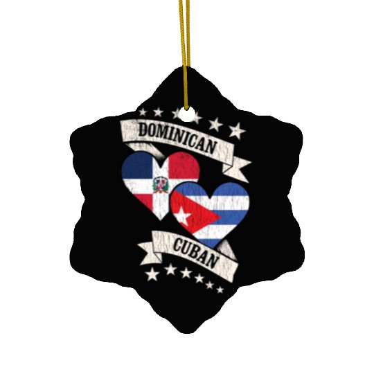 Dominican Cuban Heart Flags Dominican Republic Cub Ceramic Ornaments