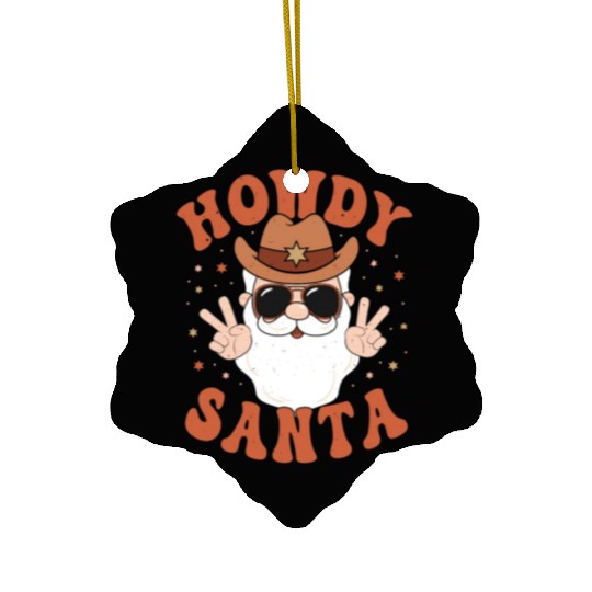 Howdy Santa Peace Christmas Western Cowboy Claus Ceramic Ornaments