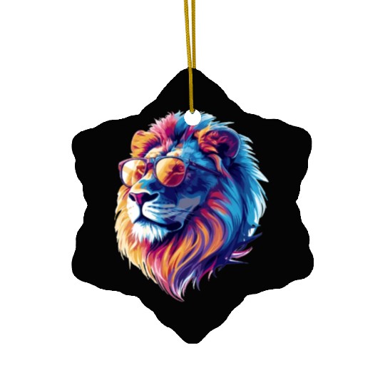 Lion with Glasses Hipster Lion Ceramic Ornaments