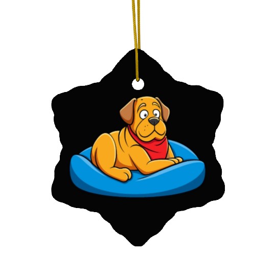 Relaxed Mastiff Lounging on Big Cushion Art Ceramic Ornaments