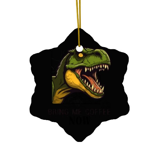 Funny coffee and dinosaur design Ceramic Ornaments