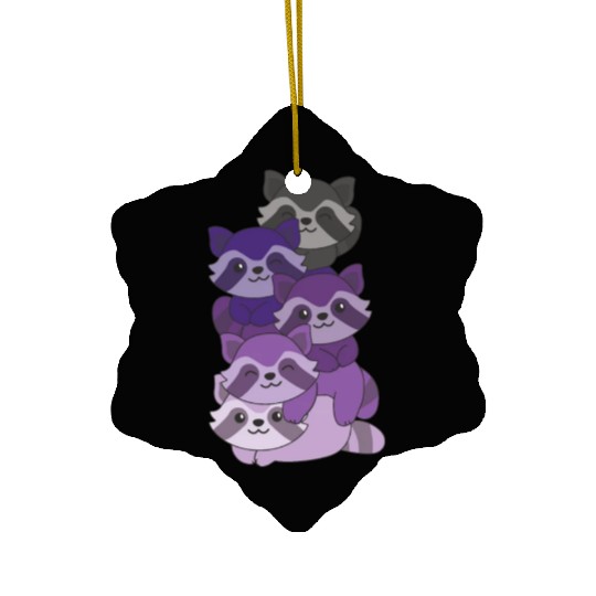 Enbian Flag Pride Lgbtq Cute Raccoon Pile Ceramic Ornaments