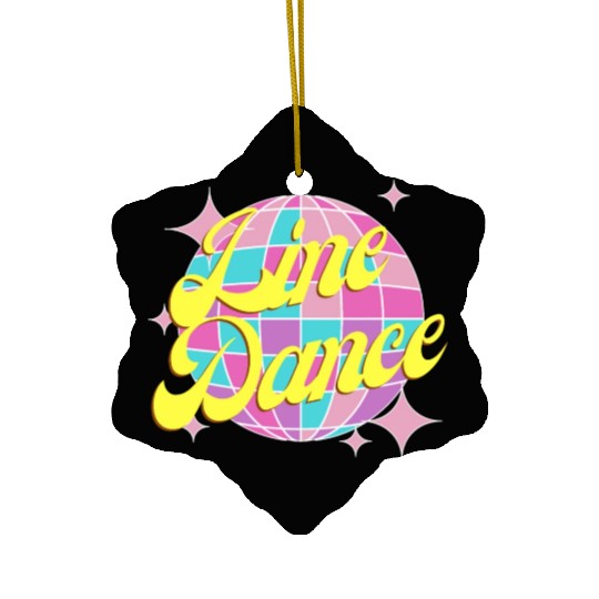 Line dance disco ball in fun neon party colors Ceramic Ornaments