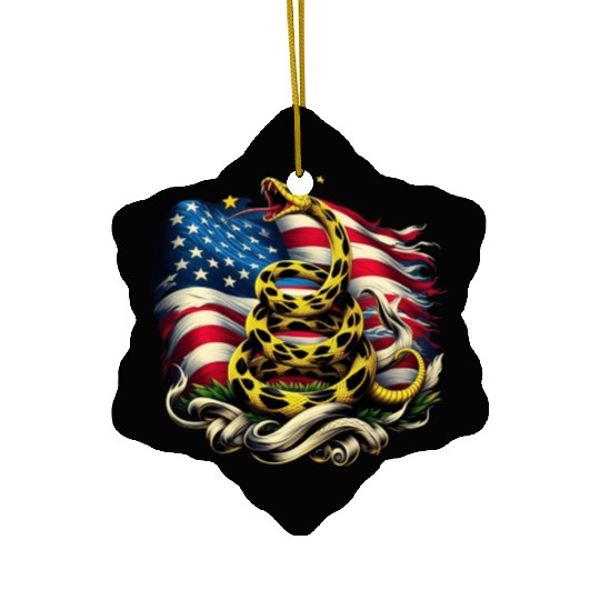 Gadsden Snake American Flag Ceramic Ornaments