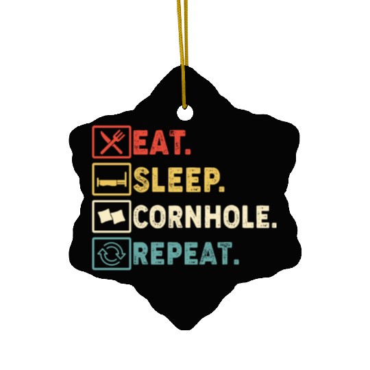 Eat Sleep Cornhole Repeat Ceramic Ornaments