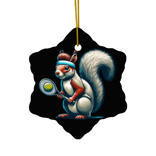 Tennis Player Squirrel Animal Lover Design Ceramic Ornaments