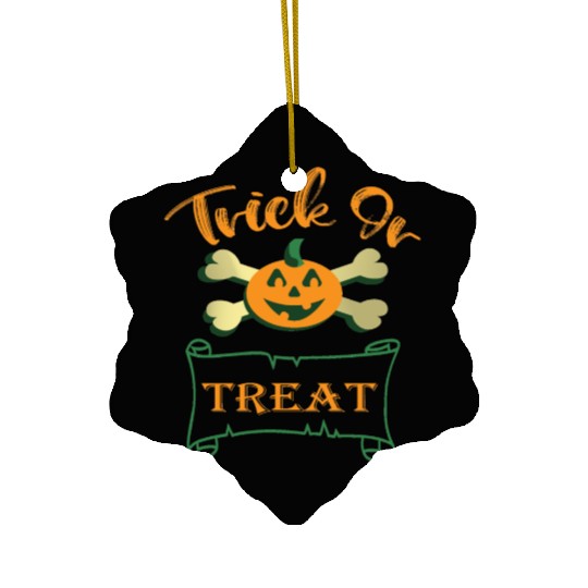 Trick or treat crossbones Halloween pumpkin Ceramic Ornaments