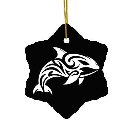 Pretty orca T Tattoo style Ceramic Ornaments