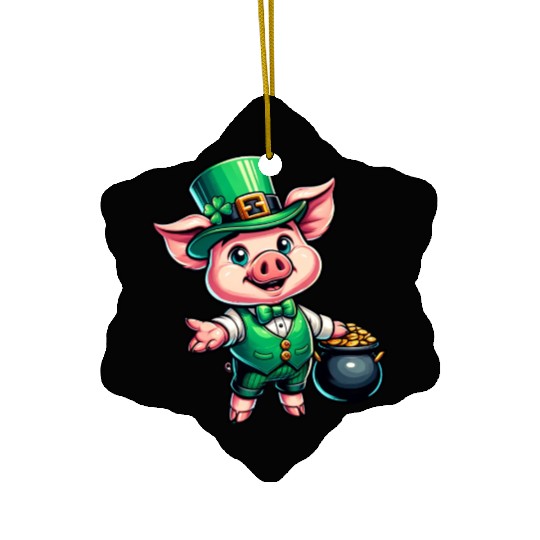 Cute St. Patrick's Piglet Ceramic Ornaments