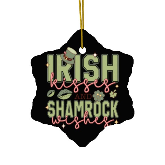 Irish Kisses and Shamrock Wishes Ceramic Ornaments
