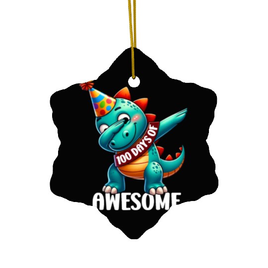 100 Days of Awesome Shool Dabbing Dinosaur Ceramic Ornaments