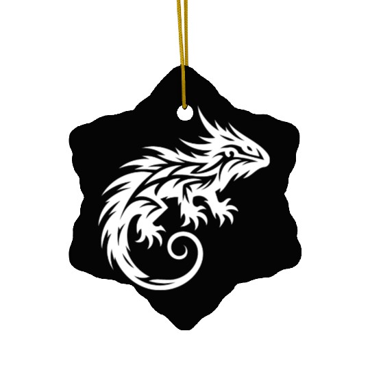 Shaggy Bearded Dragon Tribal Dragon Tattoo Ceramic Ornaments