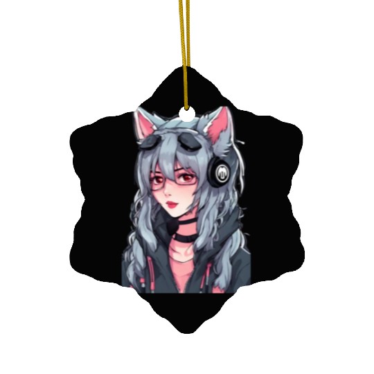 Women Wolf Hacker Ceramic Ornaments