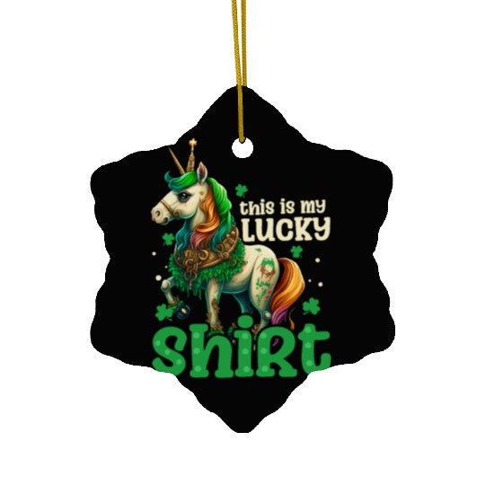 Irish Unicorn St Patricks Lucky Outfit Ceramic Ornaments