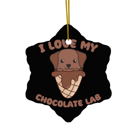 I Love My Chocolate Lab Animal In Ice Cream Cone Ceramic Ornaments