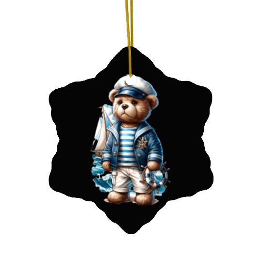 Adventurous Teddy Bear Sailing Ceramic Ornaments