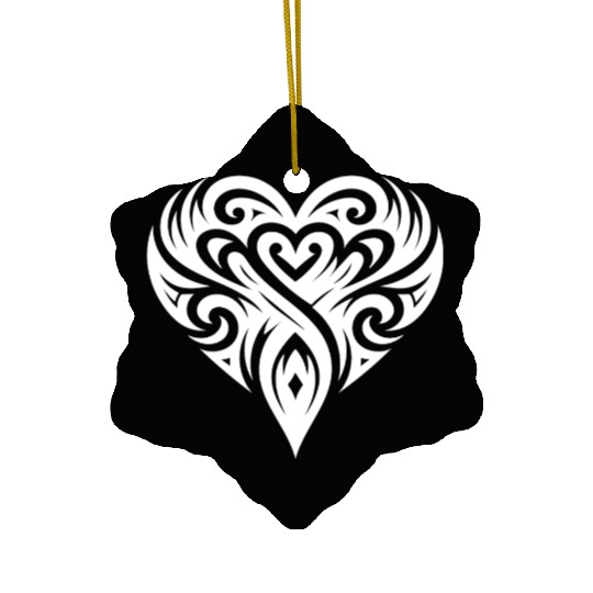 T Tattoo Heart Lines Ceramic Ornaments