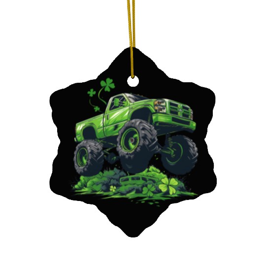 Monster Truck Shamrock Toddler Boys St Patricks Ceramic Ornaments