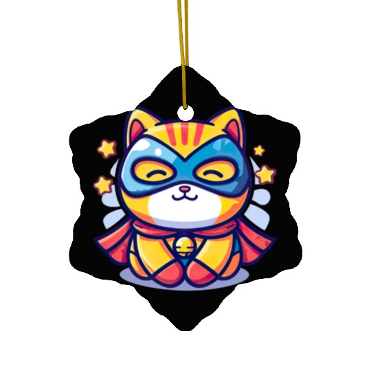 Superhero Kawaii Cat Ceramic Ornaments