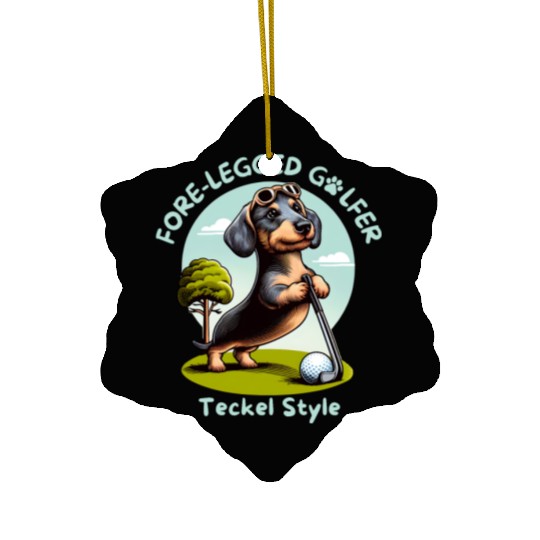 Cute Teckel Dog lovers and Golf players Ceramic Ornaments