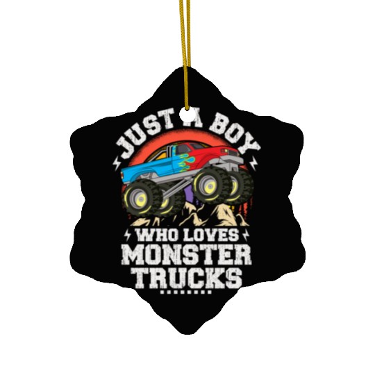Just A Boy Who Loves Monster Trucks Toddler Kids Ceramic Ornaments