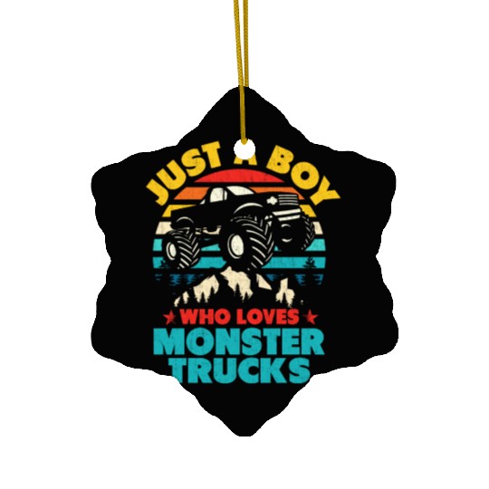 Just A Boy Who Loves Monster Trucks Toddler Kids Ceramic Ornaments