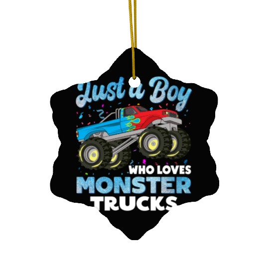 Just A Boy Who Loves Monster Trucks Toddler Kids Ceramic Ornaments