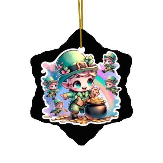 Saint Patrick's Day Chibi Leprechauns Ceramic Ornaments