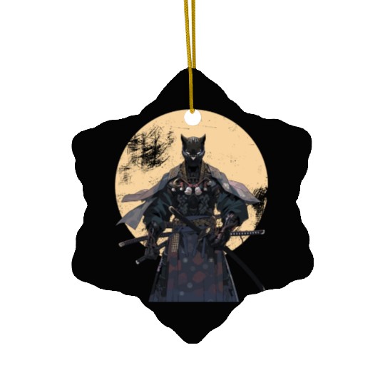 Anime Panther Warrior Samurai katana Ceramic Ornaments