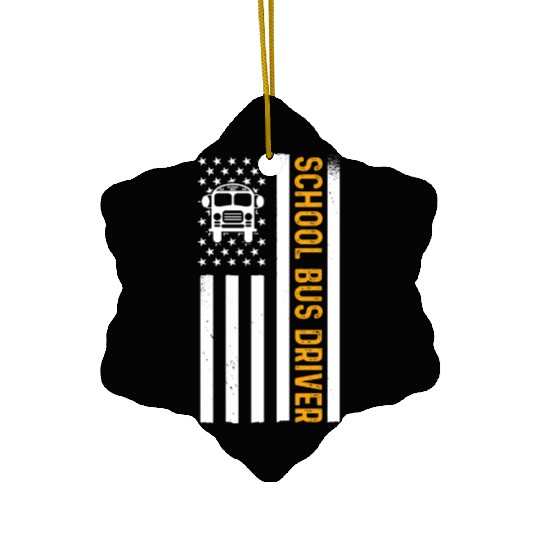School Bus Driver American Flag School Bus Driver Ceramic Ornaments