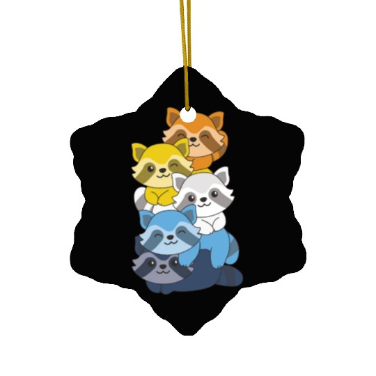 Aroace Flag Pride Lgbtq Cute Raccoon Stack Ceramic Ornaments