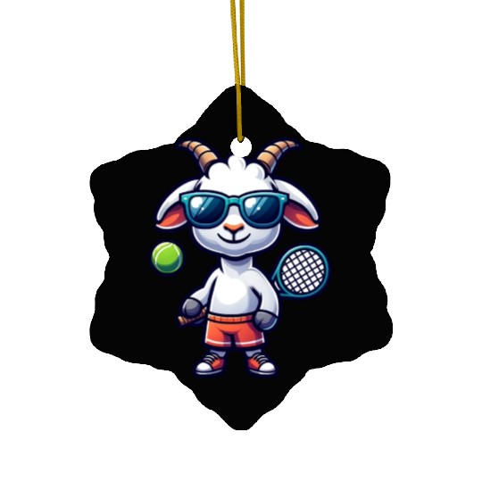 Goat Tennis Player Court Match Design Ceramic Ornaments