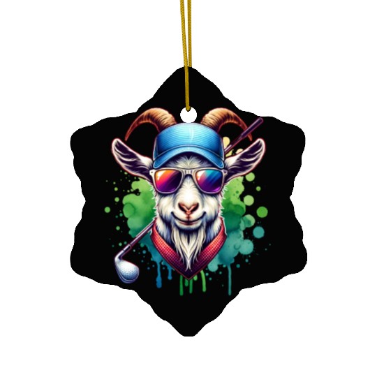Goat Golfer Golf Course Dog Owner Ceramic Ornaments