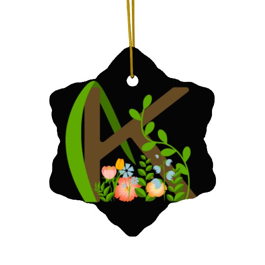 Capital letter K monogram and wildflowers Ceramic Ornaments