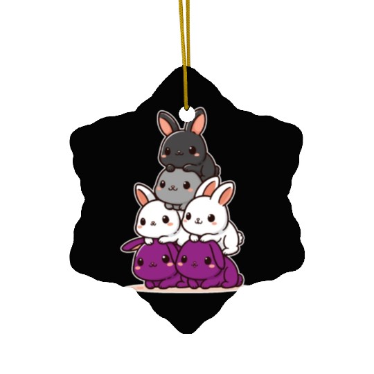 Bunnies Asexual Flag Pride Month Cute Bunnies Ceramic Ornaments