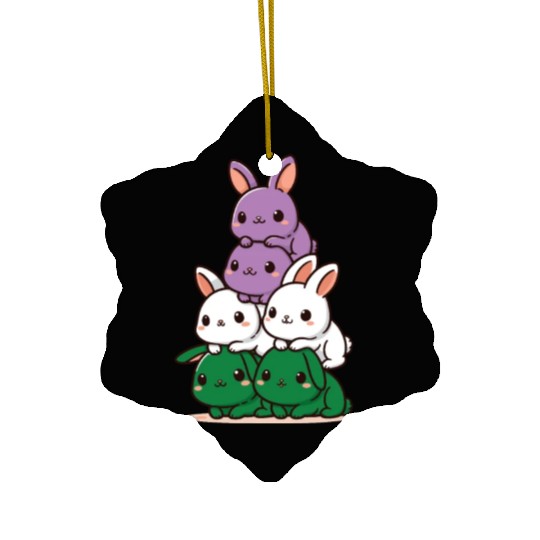 Bunnies Genderqueer Flag Pride Month Cute Bunny Ceramic Ornaments