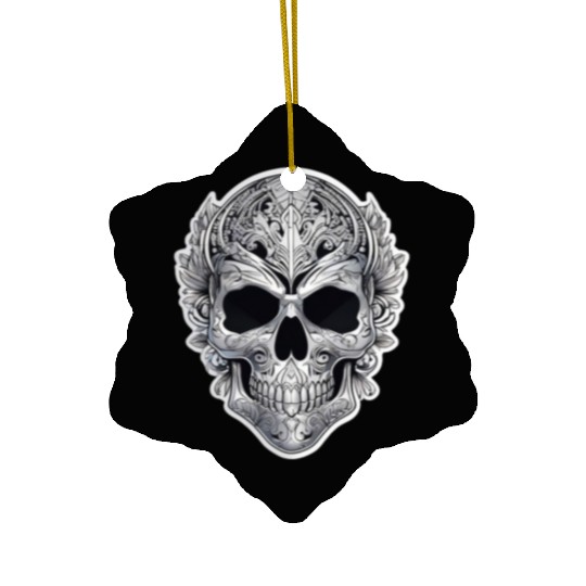 Mexican tribal silver metallic skull Ceramic Ornaments