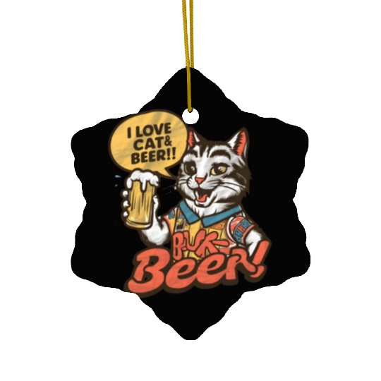 I Love Beer Ceramic Ornaments