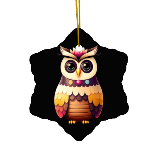 Cute deco owl illustration Ceramic Ornaments