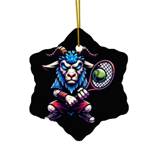 Goat Tennis Player Court Match Design Ceramic Ornaments