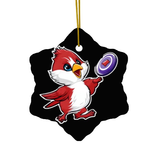 Cardinal Frisbee Fun: Vibrant Cardinal Design for Ceramic Ornaments